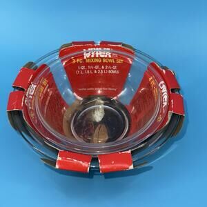 Vintage Pyrex NOS Nesting Mixing Bowl 322 Clear Glass - 1 Qt & 1.5 Qt